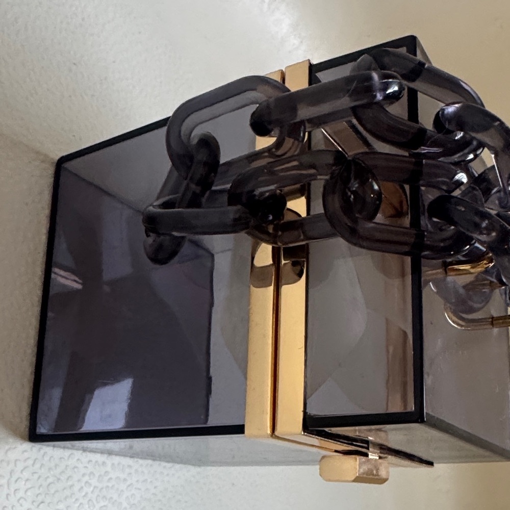 Transparent Box Clutch with Gold Accent - Picture 4 of 14